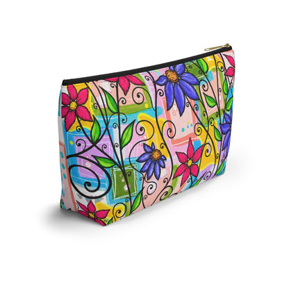 Colorful Floral Accessory Pouch — T‑Bottom Makeup & Travel Organizer