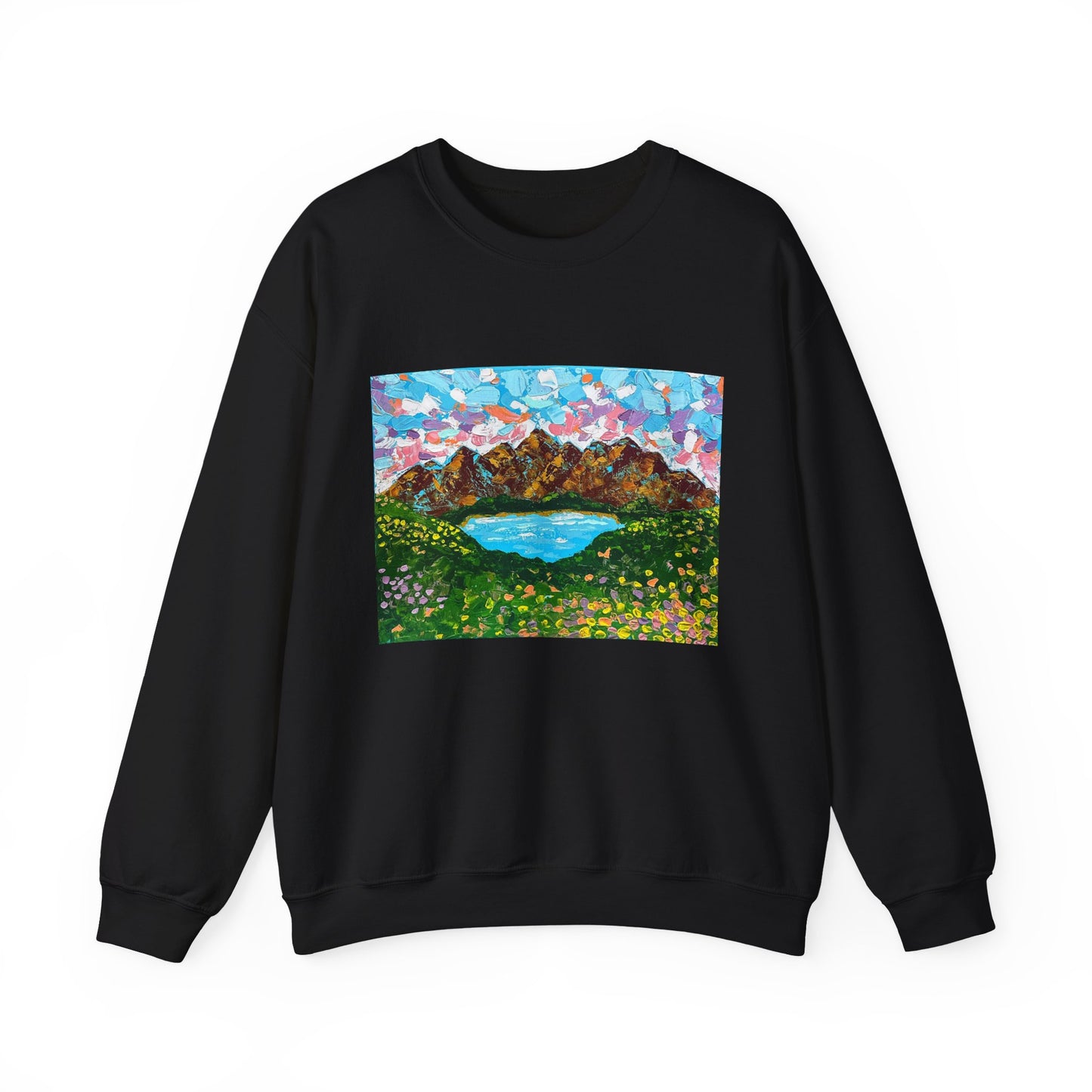 Colorful Mountain Landscape Sweatshirt - "Mountain Lullaby"