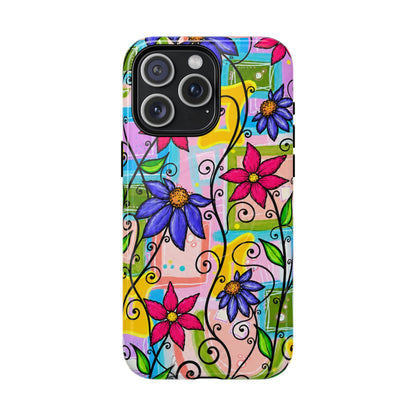 Magnetic Tough Phone Case — Colorful Floral Swirl Design