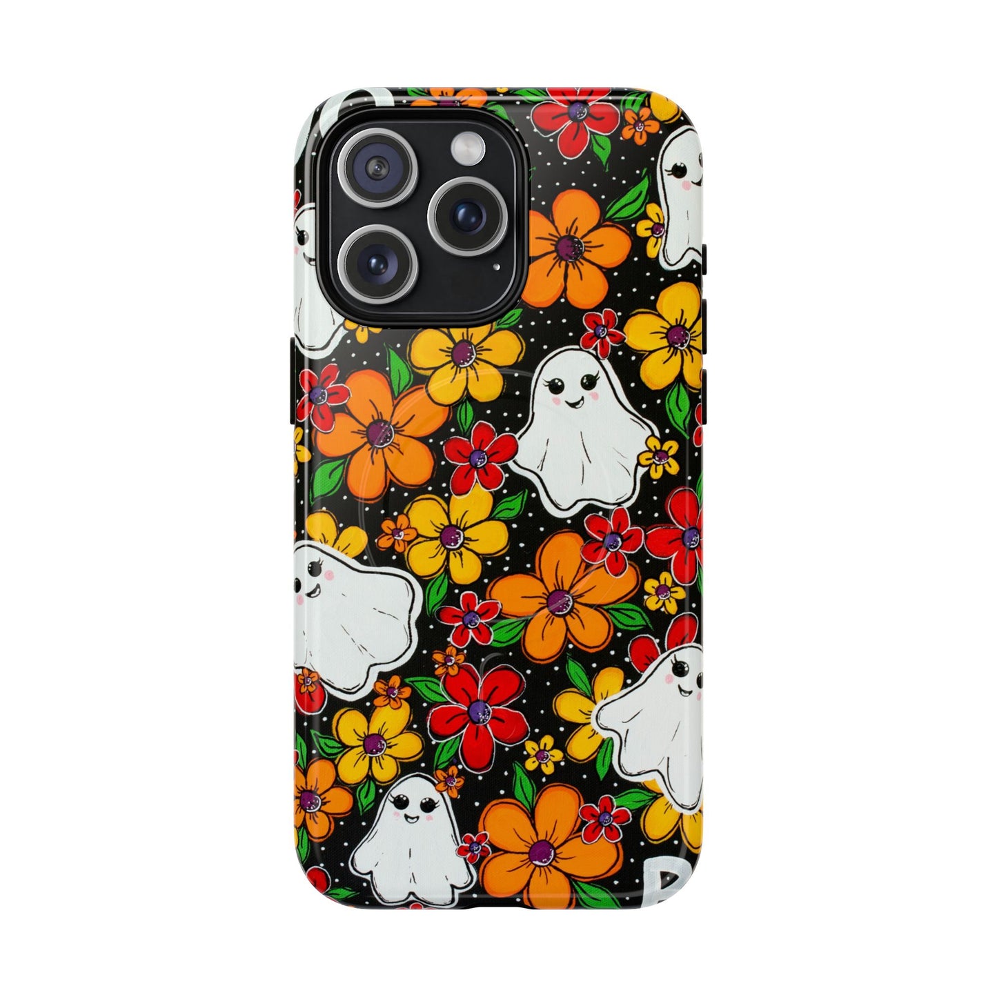Halloween Floral Ghost Phone Case — Tough Magnetic Protective Cover