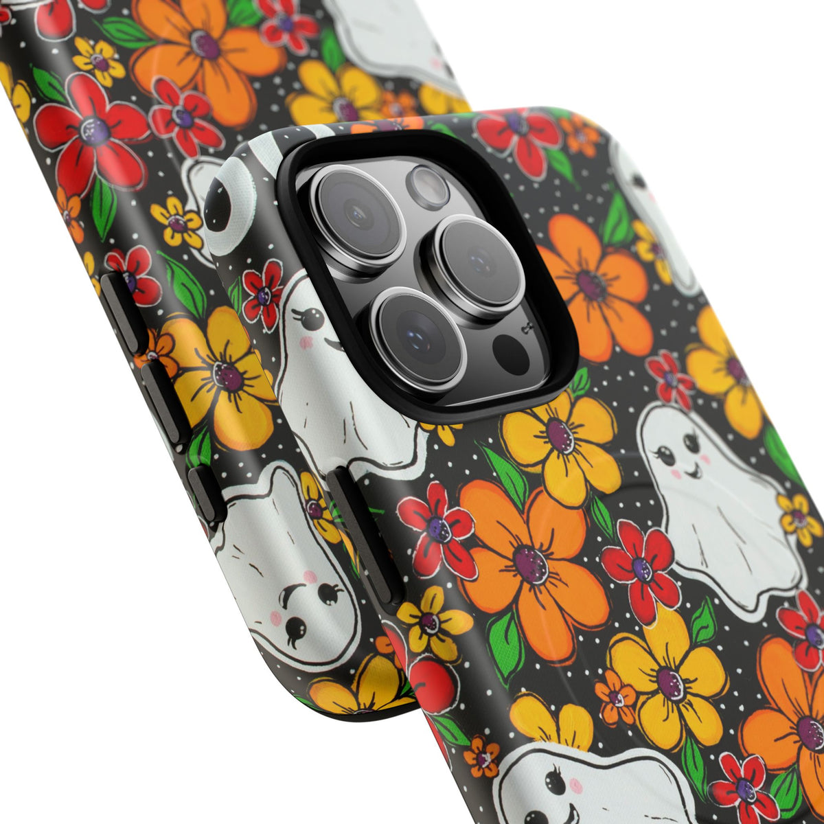 Halloween Floral Ghost Phone Case — Tough Magnetic Protective Cover