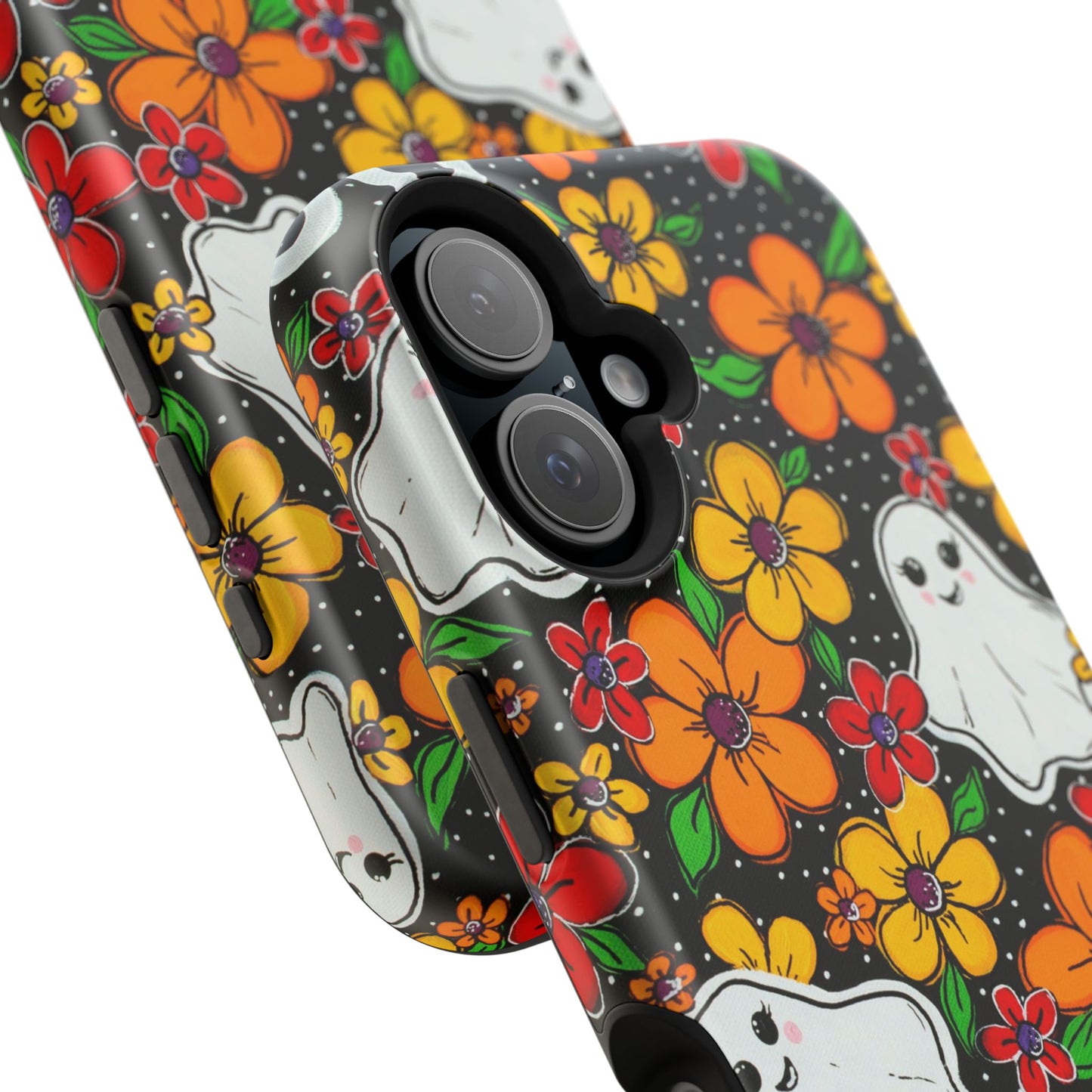 Halloween Phone Case with Ghosts and Flowers Design - Phone Case