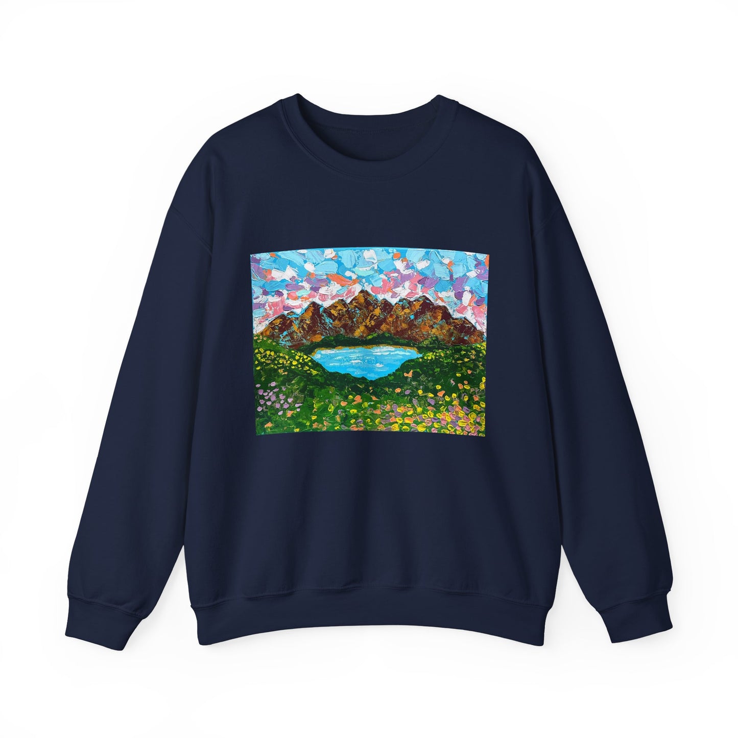 Colorful Mountain Landscape Sweatshirt - "Mountain Lullaby"