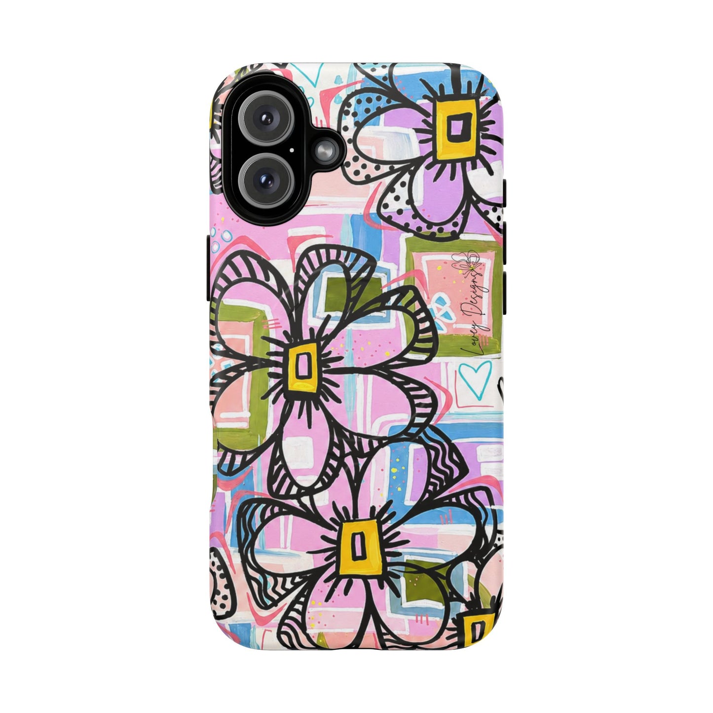 Floral Pop Tough Magnetic Phone Case — Pink Hand-Drawn Daisies