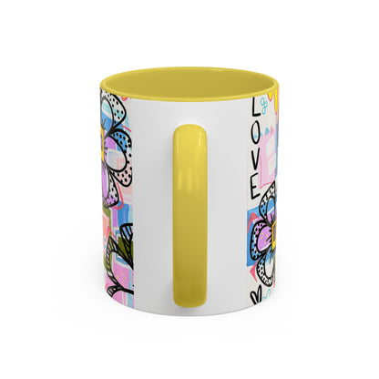 Colorful Floral Art Mug (11oz & 15oz) — Bright Hand-Drawn Flowers, Funky Pastel Coffee Cup