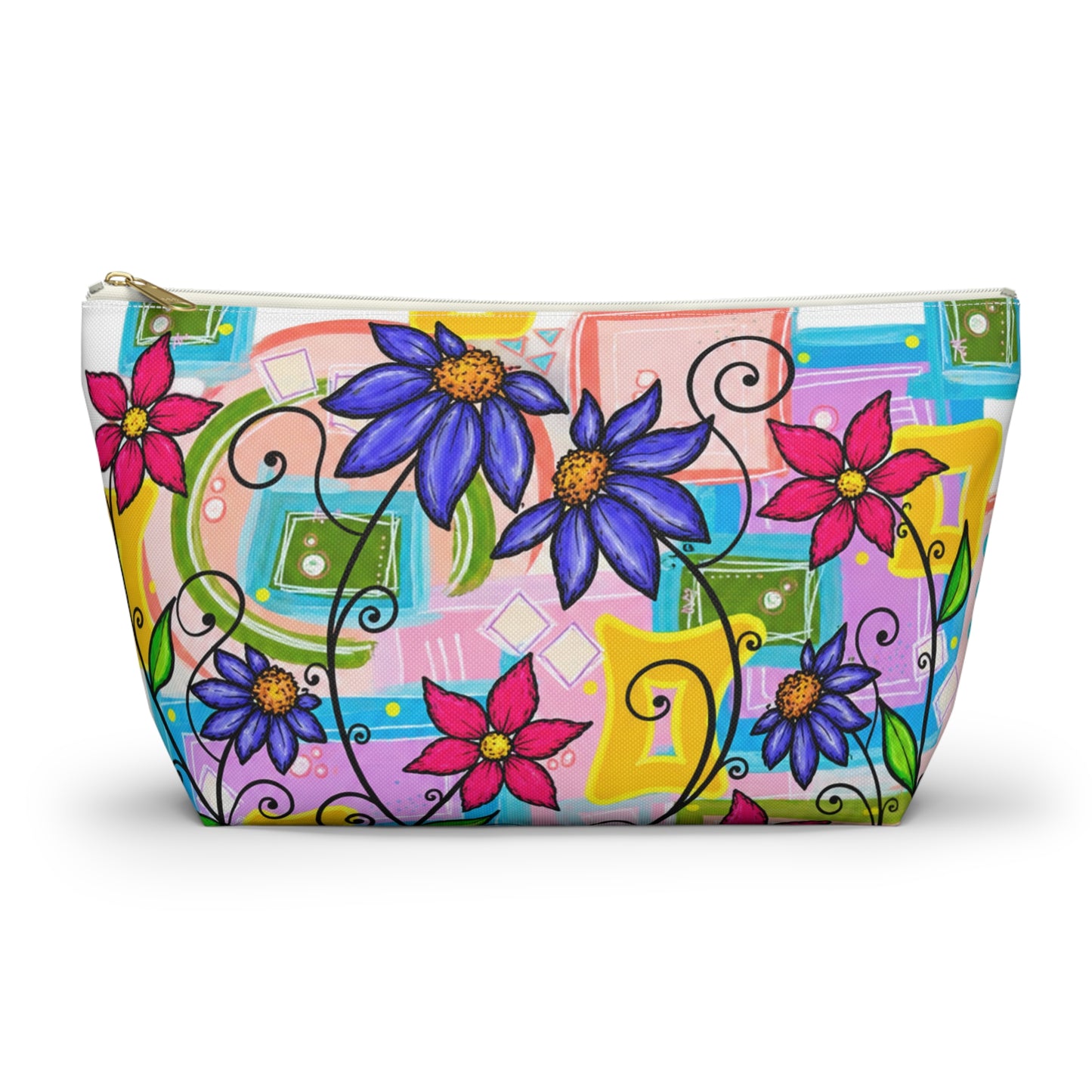 Colorful Floral Accessory Pouch — T‑Bottom Makeup & Travel Organizer