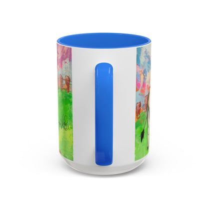 Colorful Cow Farm Art Mug (15oz) — Bright Pasture Ceramic Coffee Cup