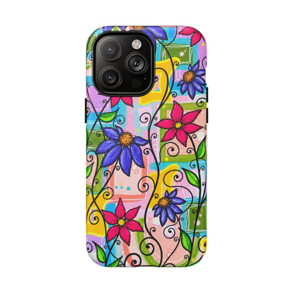 Magnetic Tough Phone Case — Colorful Floral Swirl Design