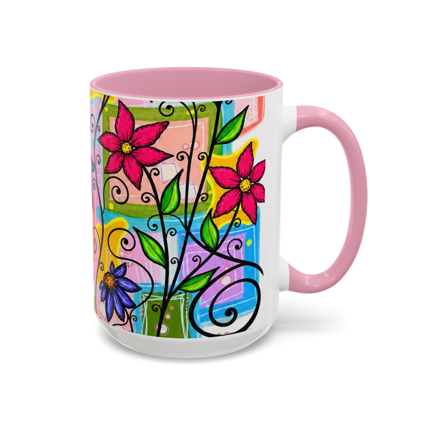 Colorful Floral Art Mug – Vibrant Hand-Painted Flowers (11oz, 15oz)
