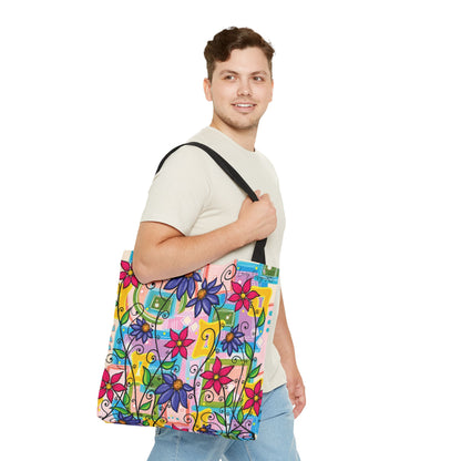 Copy of Floral Teacup Pattern Tote Bag – Vintage Daisies & Bouquet All-Over Print