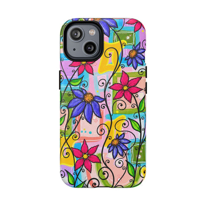 Magnetic Tough Phone Case — Colorful Floral Swirl Design
