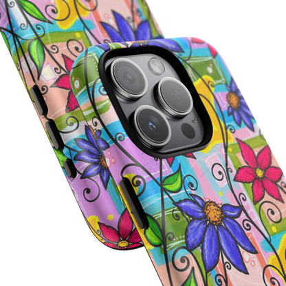 Magnetic Tough Phone Case — Colorful Floral Swirl Design