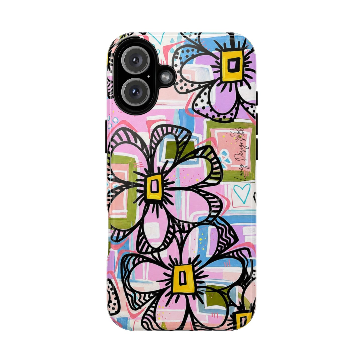 Floral Pop Tough Magnetic Phone Case — Pink Hand-Drawn Daisies