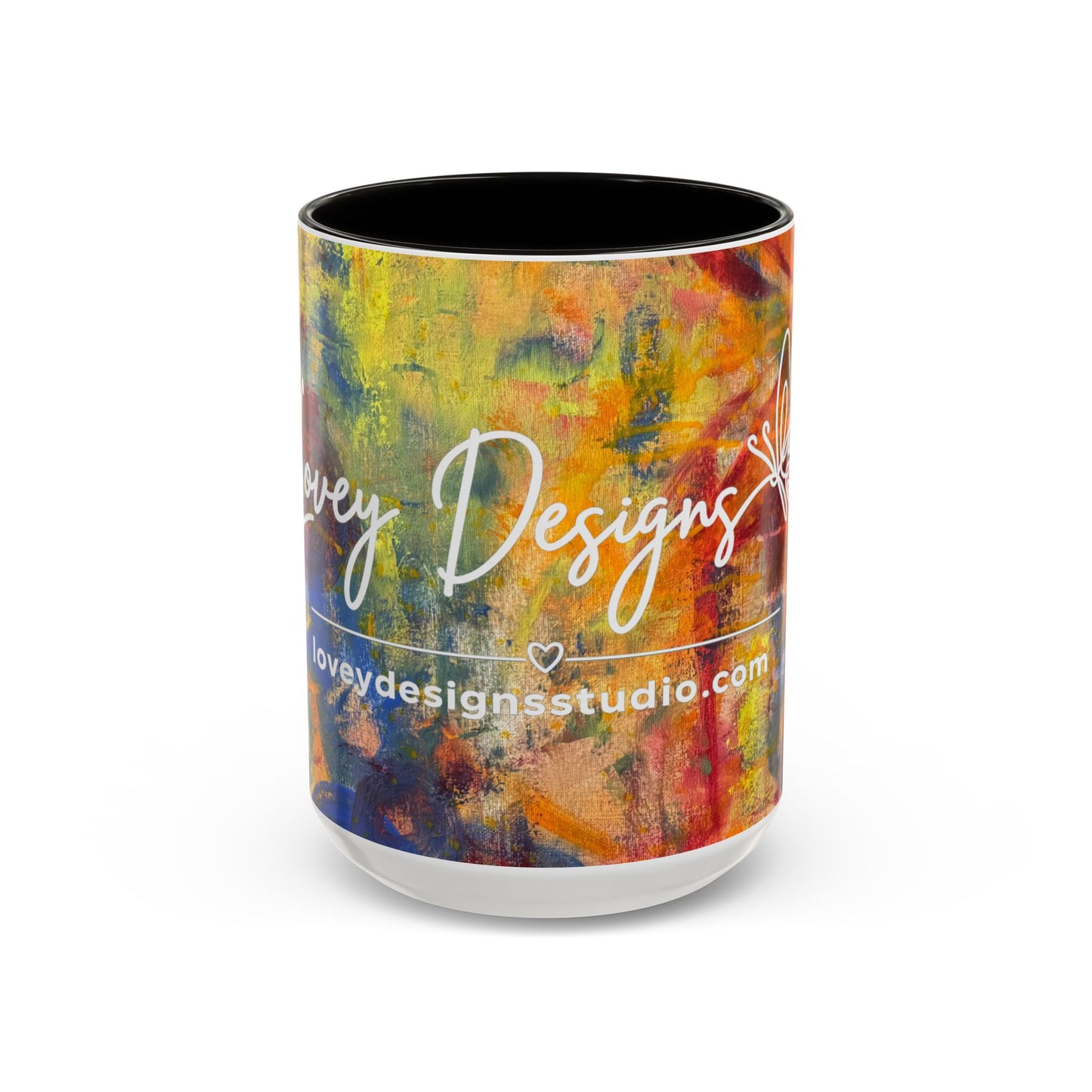 Colorful Abstract Art Mug (11oz & 15oz) — Hand-Painted Vibe, Logo Accent