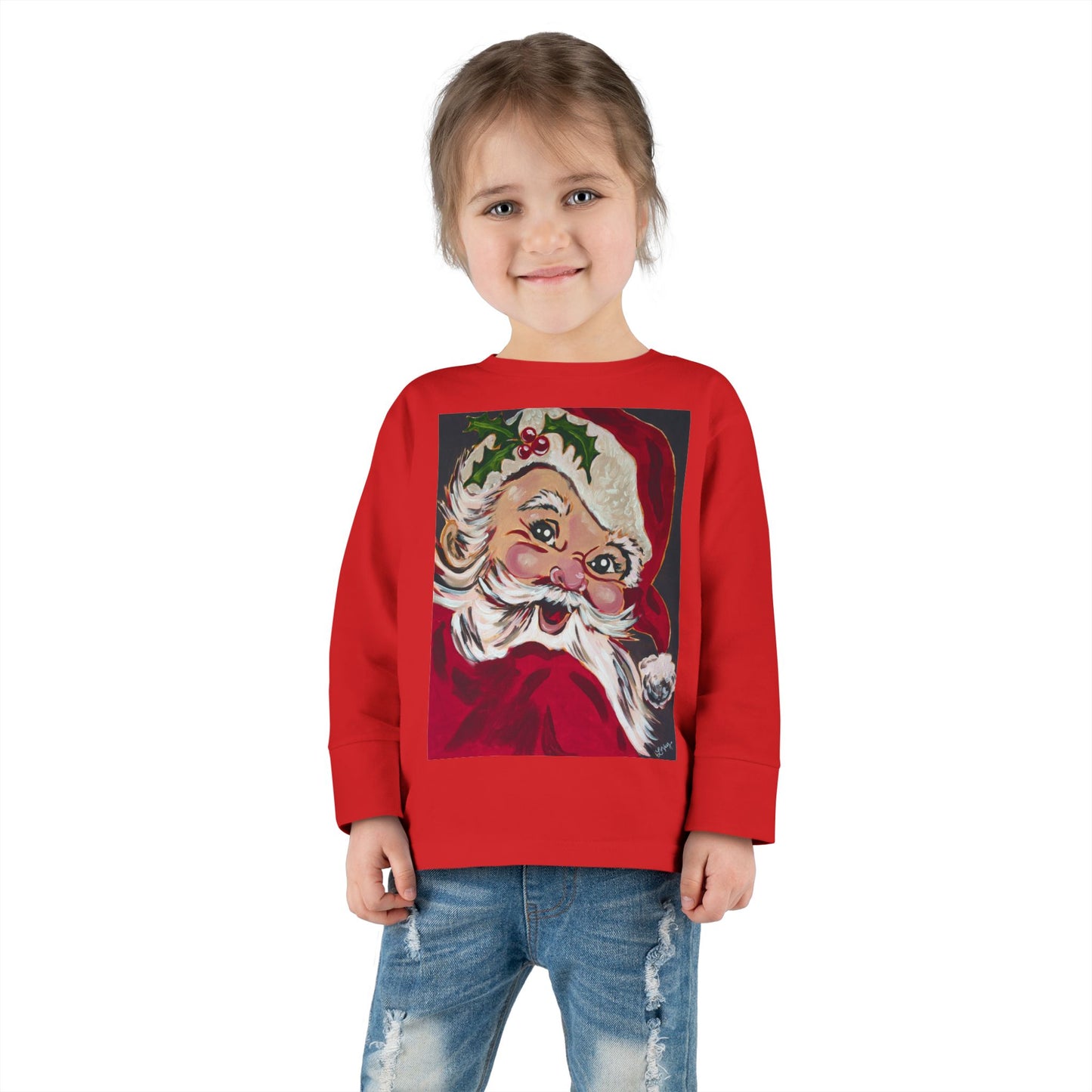 Vintage Santa Toddler Long Sleeve Tee — Kids Christmas Shirt