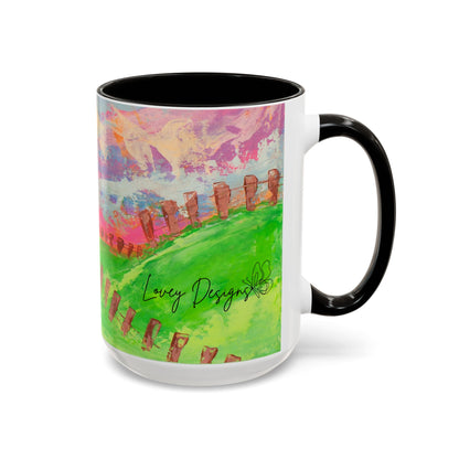 Colorful Cow Farm Art Mug (15oz) — Bright Pasture Ceramic Coffee Cup