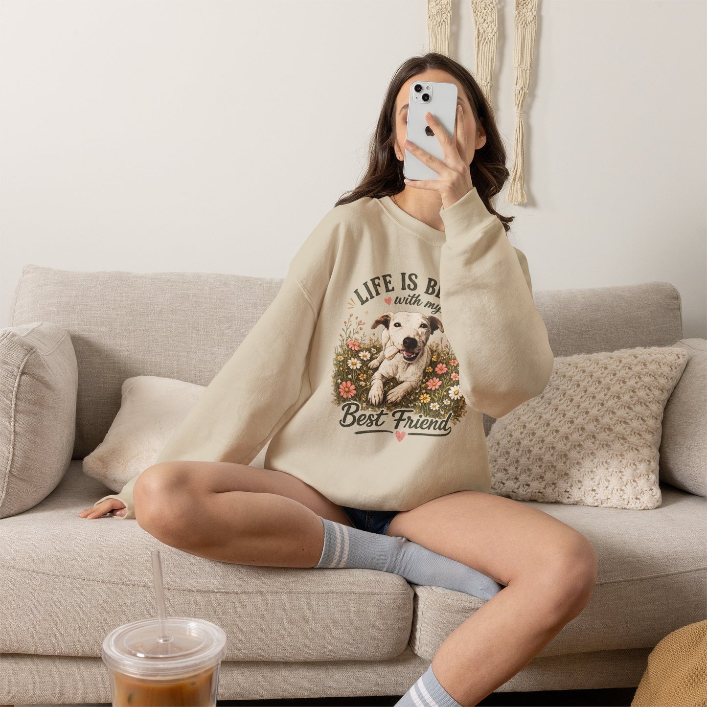 Copy of Sunsets & Sandy Paws Crewneck Sweatshirt – Beach Dog Graphic