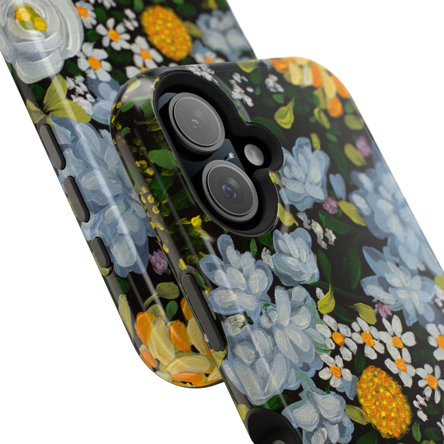 iPhone 16 & iPhone 17 Case - Midnight Garden Floral Design - Magnetic Impact-Resistant
