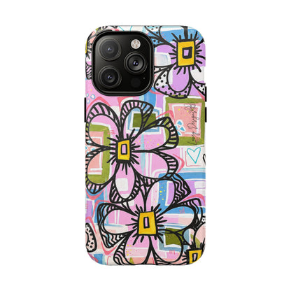 Floral Pop Tough Magnetic Phone Case — Pink Hand-Drawn Daisies
