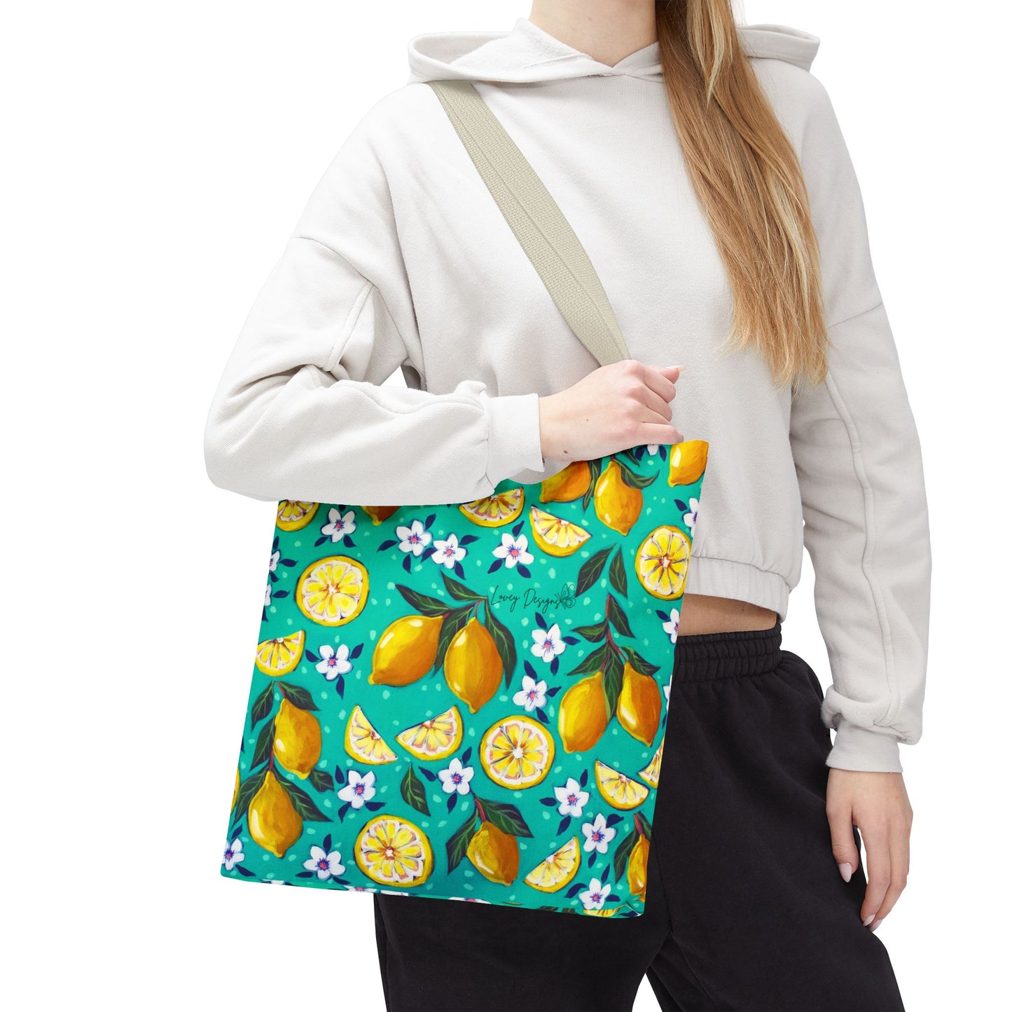 Lemon Blossom Tote Bag — Vibrant Citrus All-Over Print