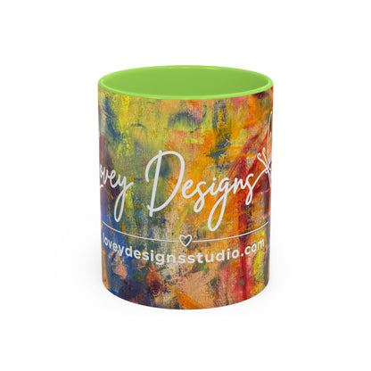 Colorful Abstract Art Mug (11oz & 15oz) — Hand-Painted Vibe, Logo Accent