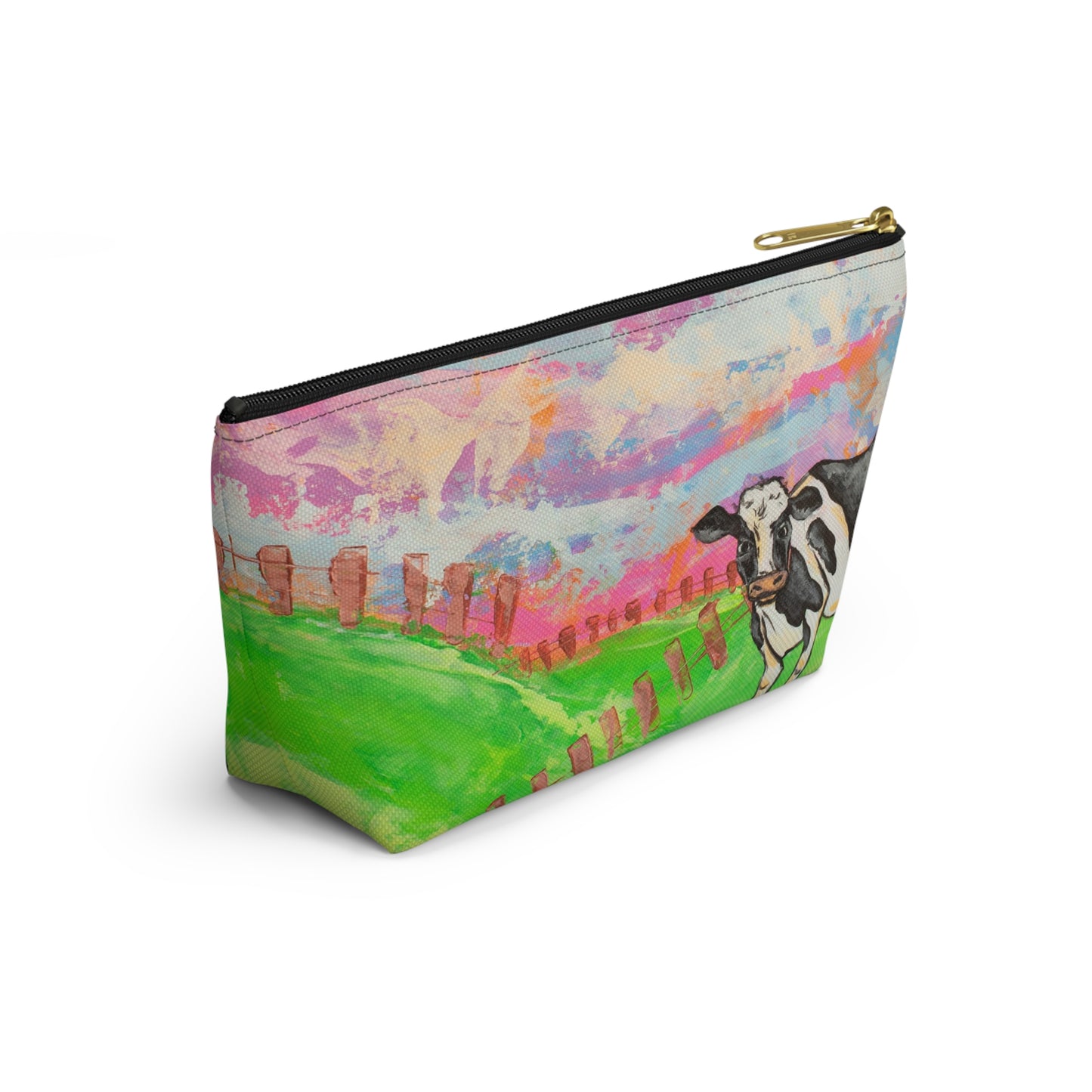 Cow Pasture Accessory Pouch — Colorful Farm Animal Makeup Bag