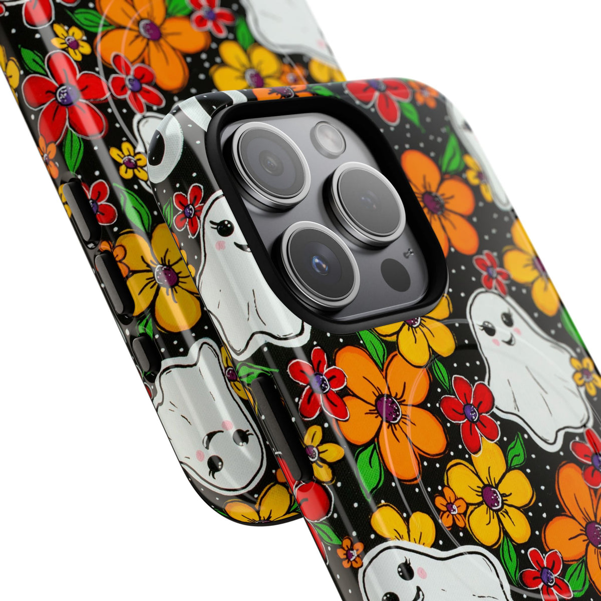 Halloween Floral Ghost Phone Case — Tough Magnetic Protective Cover