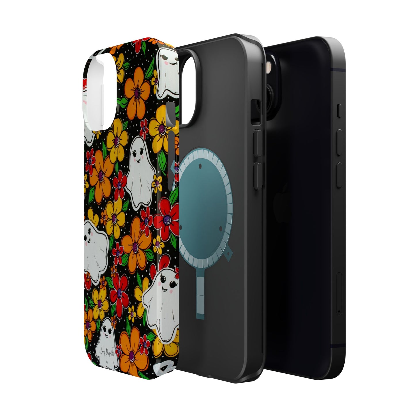 Halloween Phone Case with Ghosts and Flowers Design - Phone Case