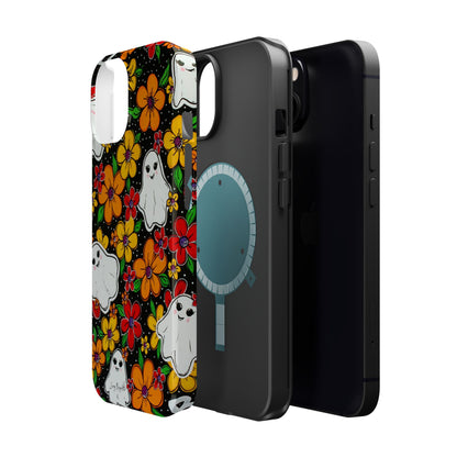 Halloween Phone Case with Ghosts and Flowers Design - Phone Case