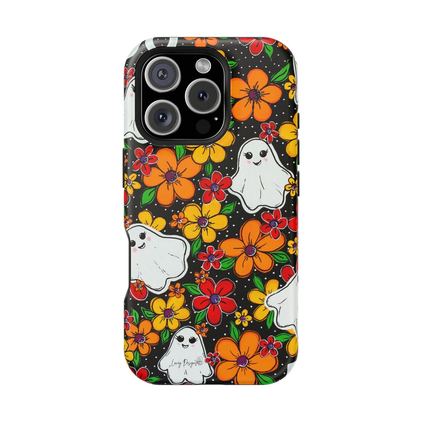 Halloween Phone Case with Ghosts and Flowers Design - Phone Case