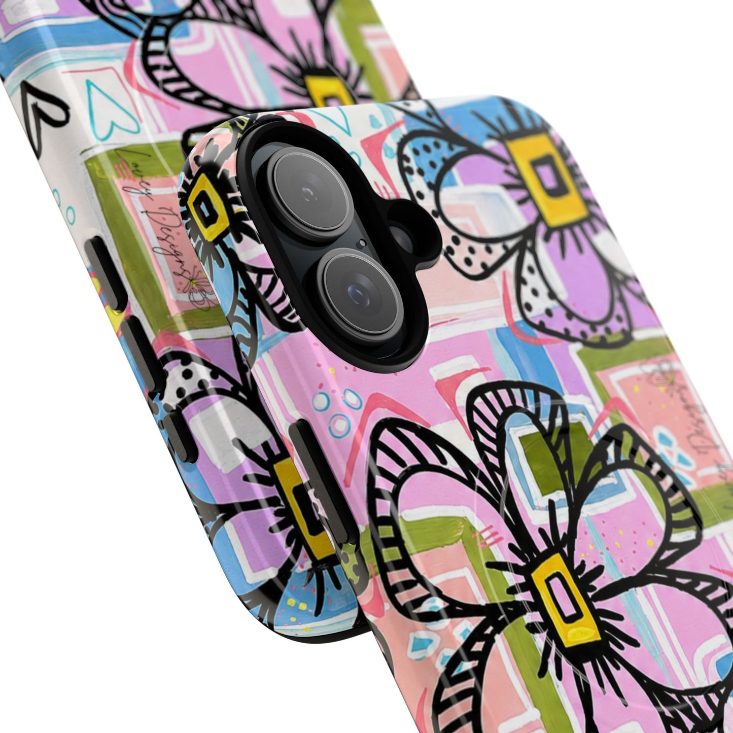 Floral Pop Tough Magnetic Phone Case — Pink Hand-Drawn Daisies