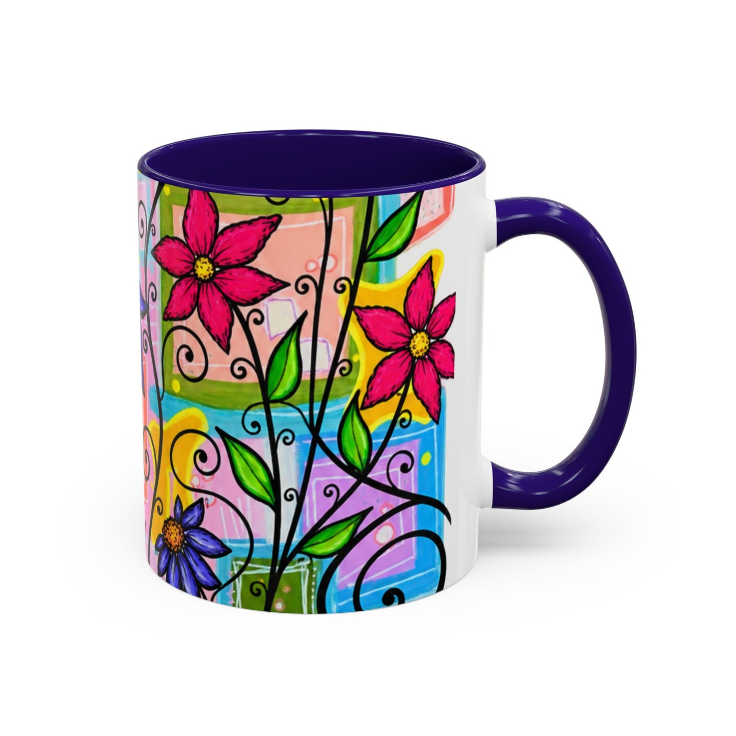 Colorful Floral Art Mug – Vibrant Hand-Painted Flowers (11oz, 15oz)