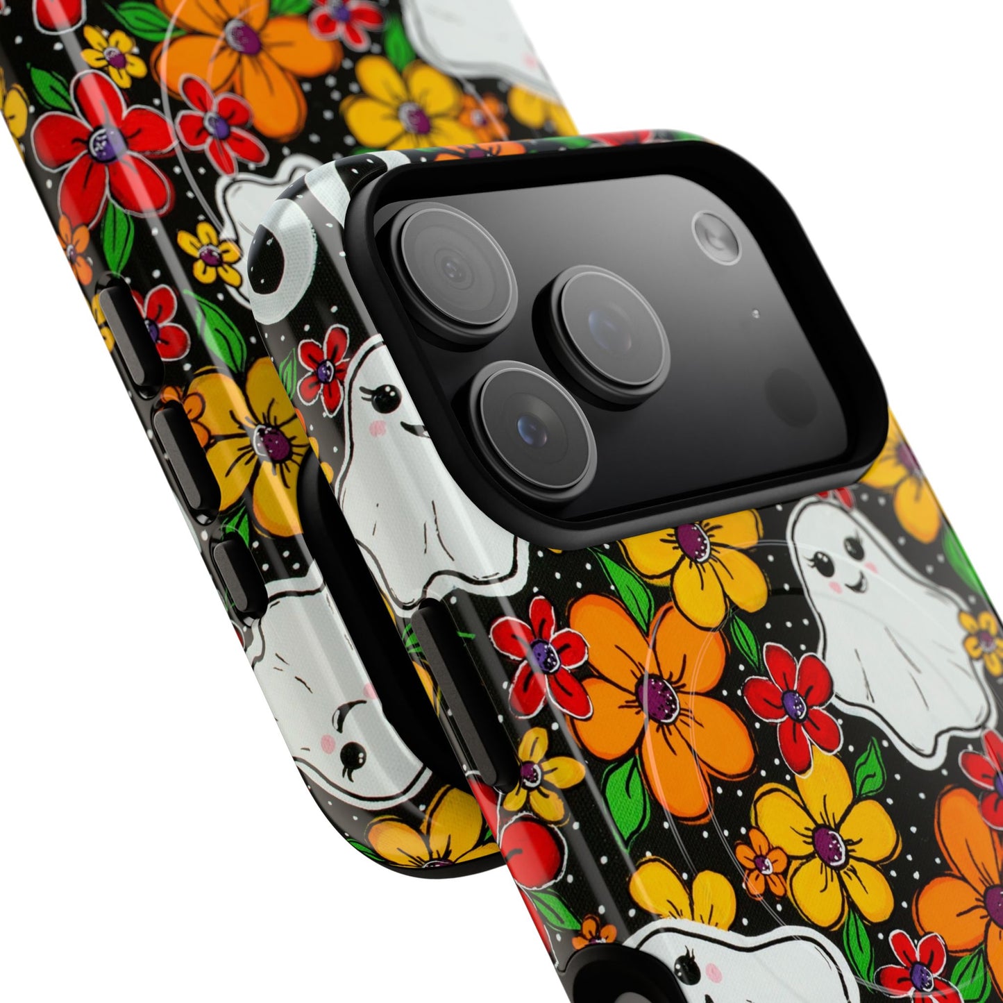 Halloween Floral Ghost Phone Case — Tough Magnetic Protective Cover