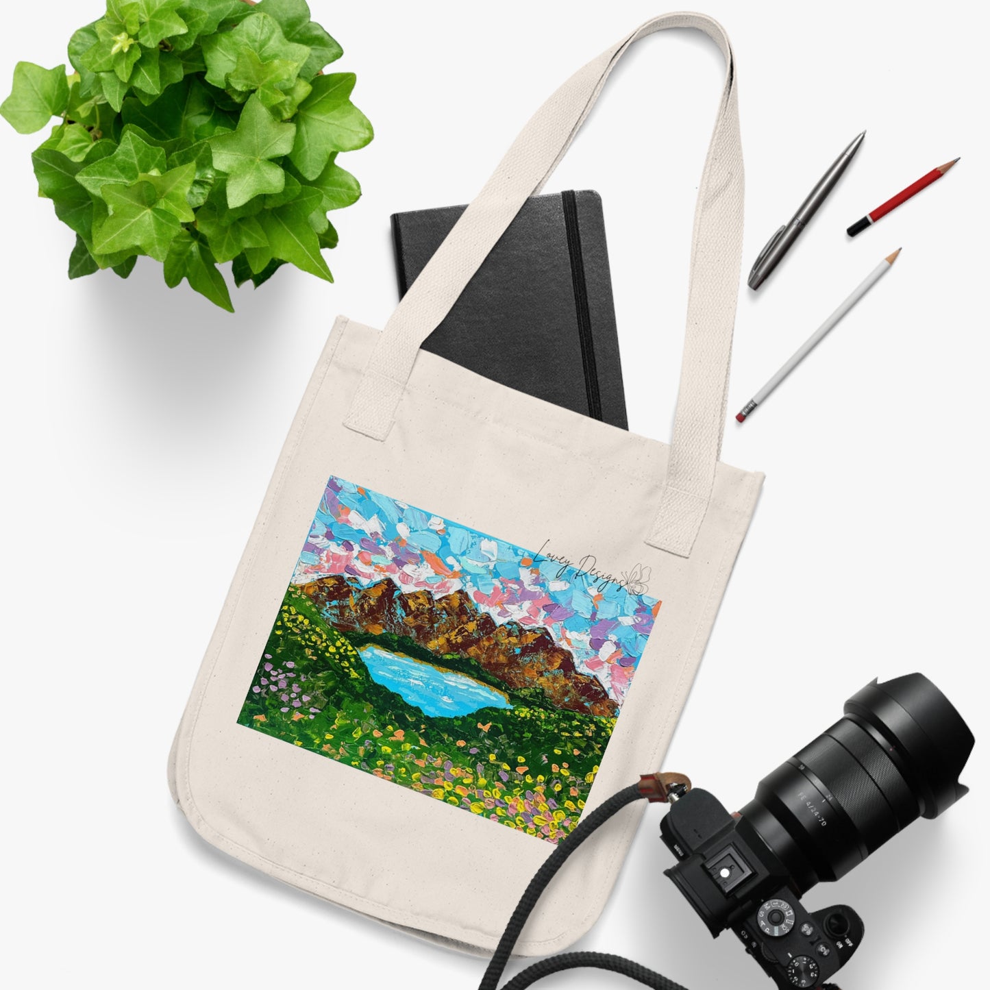 Colorful Mountain Landscape Tote Bag - "Mountain Lullaby"
