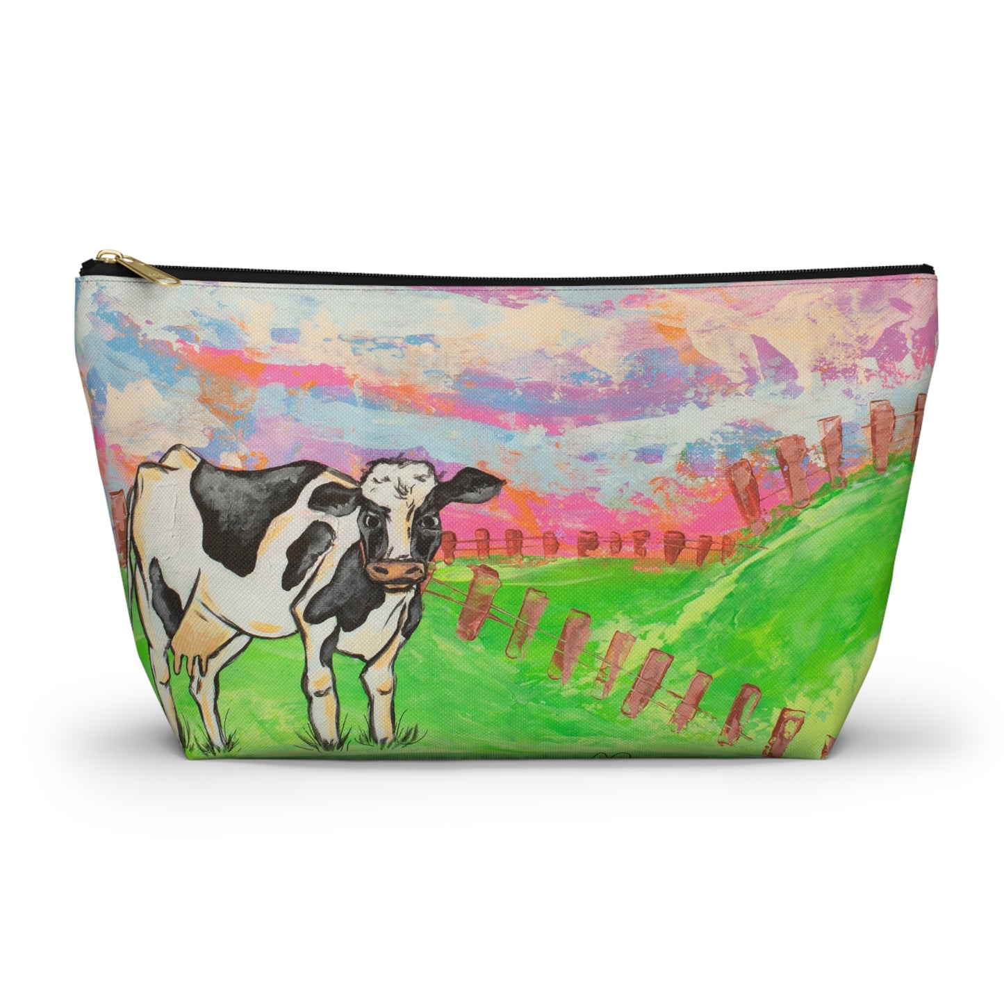 Cow Pasture Accessory Pouch — Colorful Farm Animal Makeup Bag