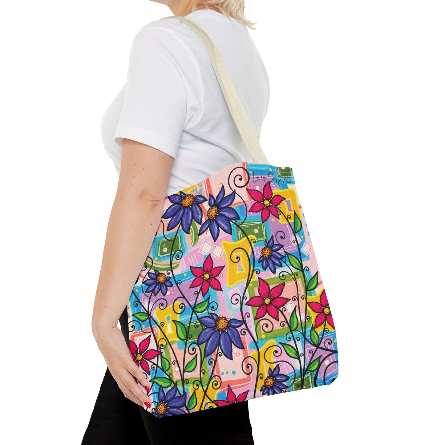 Copy of Floral Teacup Pattern Tote Bag – Vintage Daisies & Bouquet All-Over Print