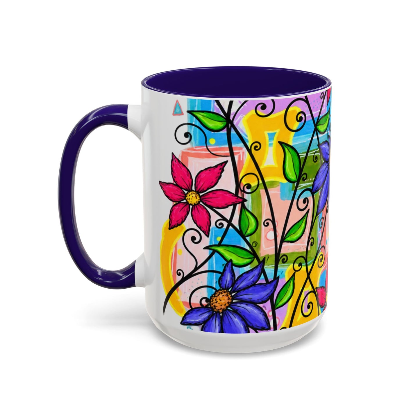 Colorful Floral Art Mug – Vibrant Hand-Painted Flowers (11oz, 15oz)