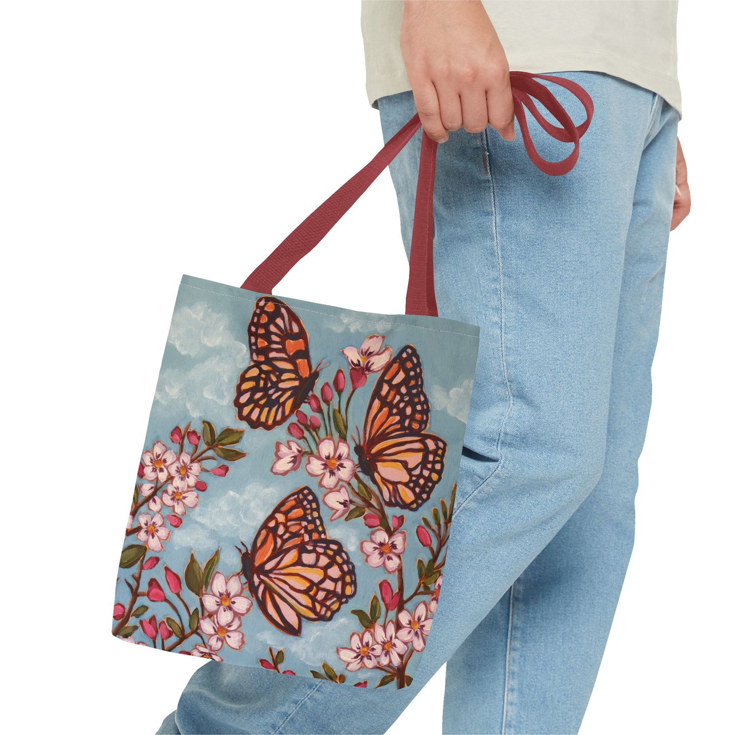 Monarch Blossom Tote Bag — Floral Butterfly All-Over Print