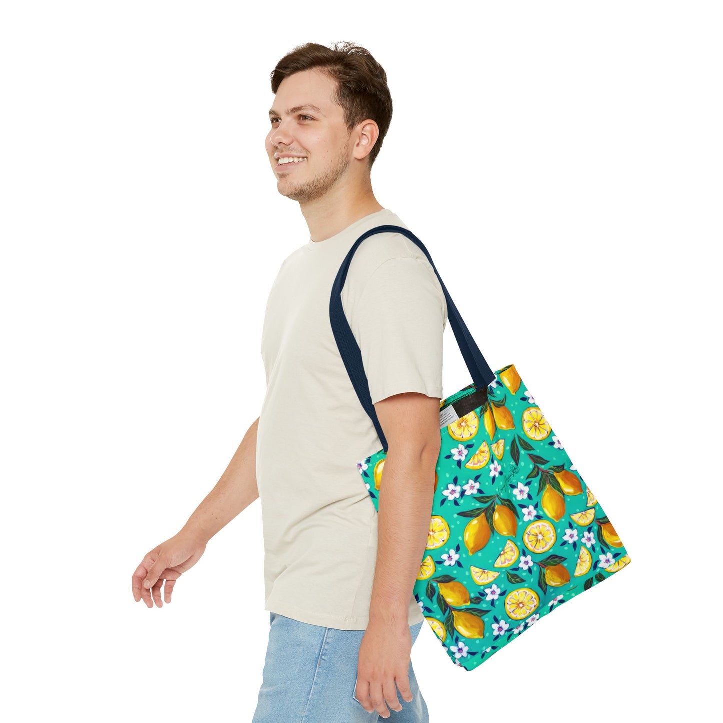 Lemon Blossom Tote Bag — Vibrant Citrus All-Over Print