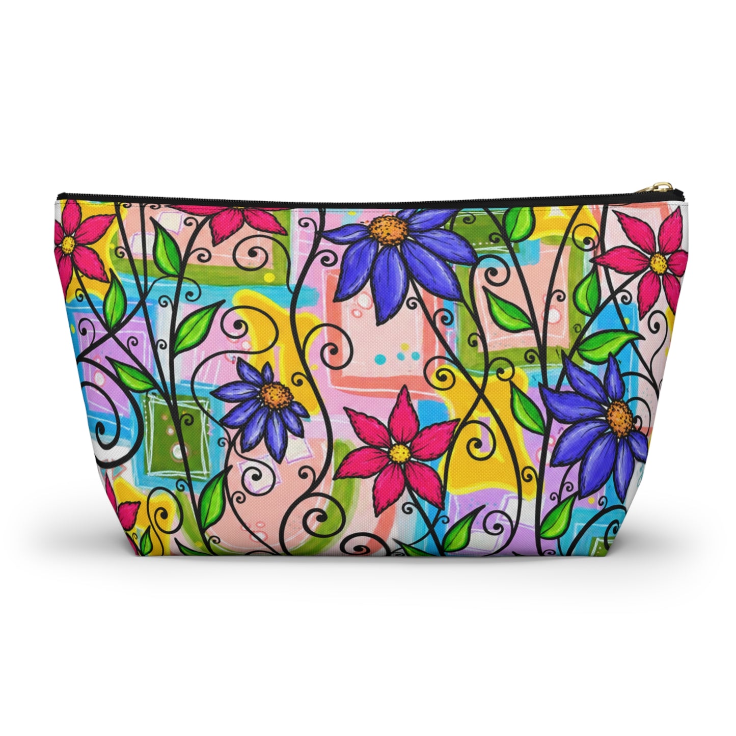 Colorful Floral Accessory Pouch — T‑Bottom Makeup & Travel Organizer