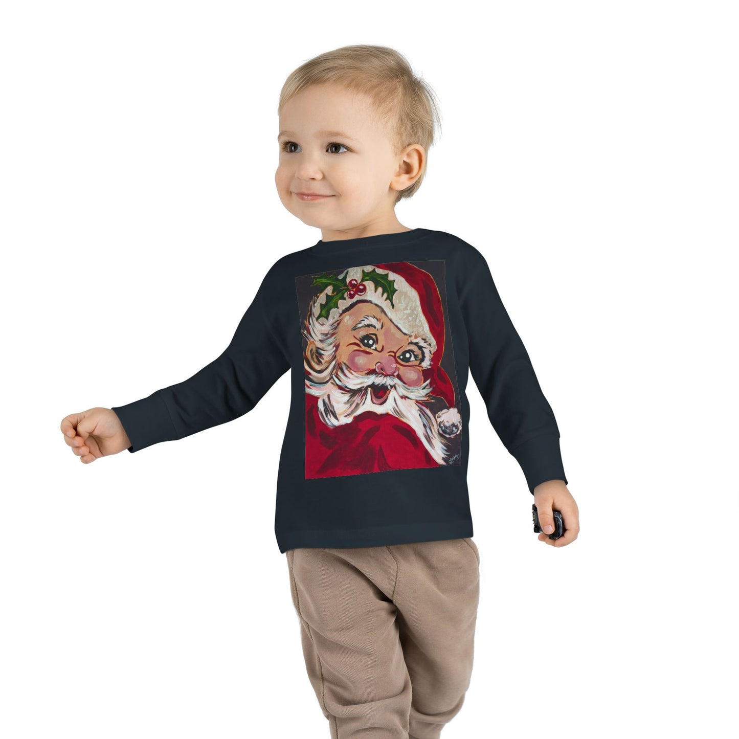 Vintage Santa Toddler Long Sleeve Tee — Kids Christmas Shirt