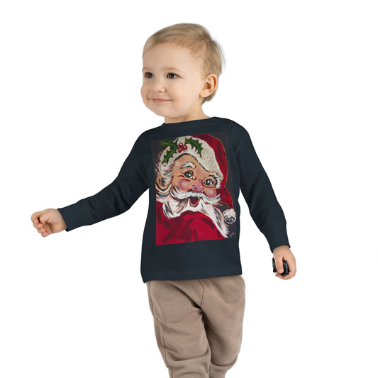 Vintage Santa Toddler Long Sleeve Tee — Kids Christmas Shirt