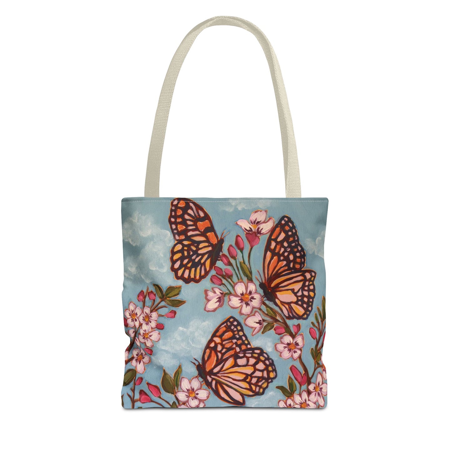 Monarch Blossom Tote Bag — Floral Butterfly All-Over Print