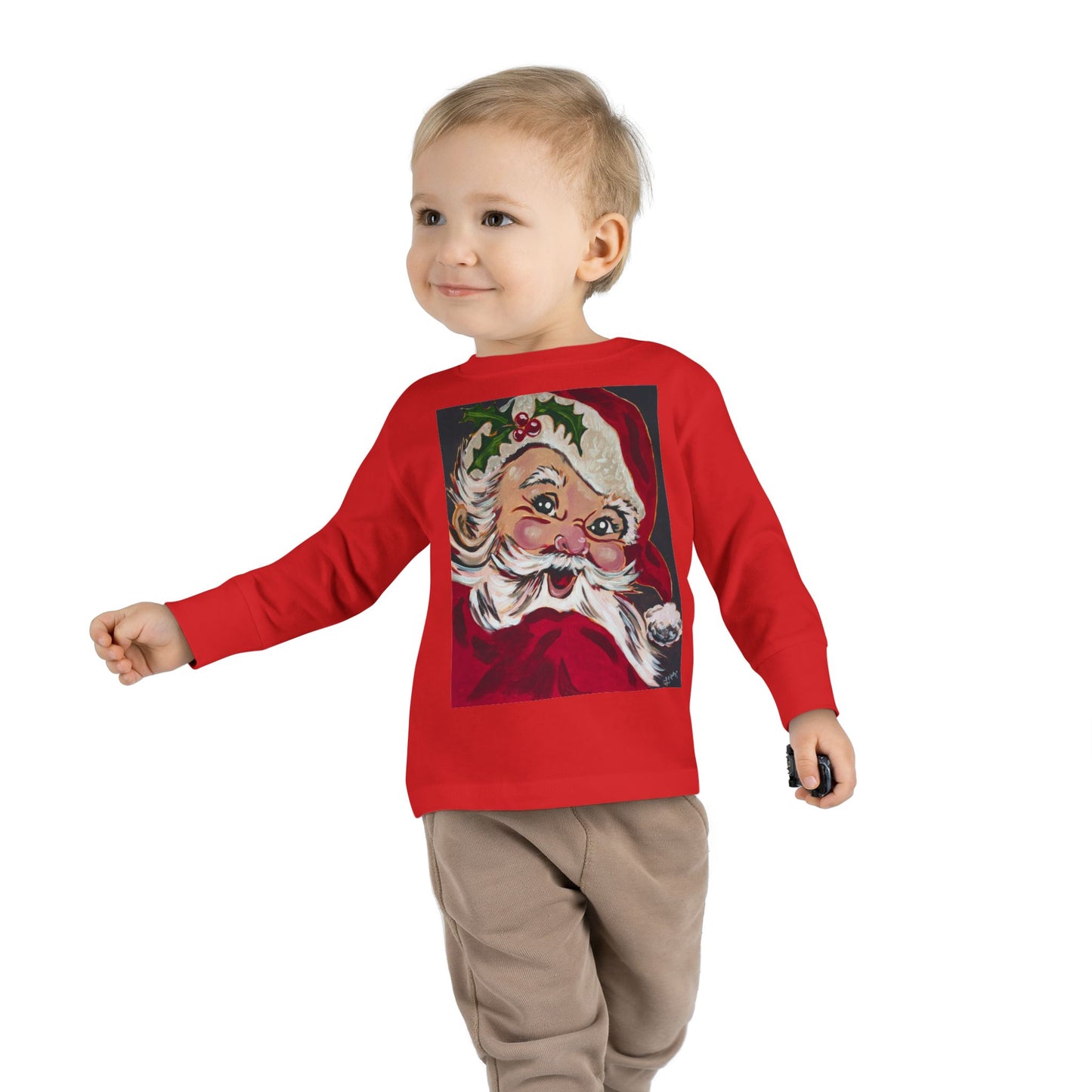 Vintage Santa Toddler Long Sleeve Tee — Kids Christmas Shirt