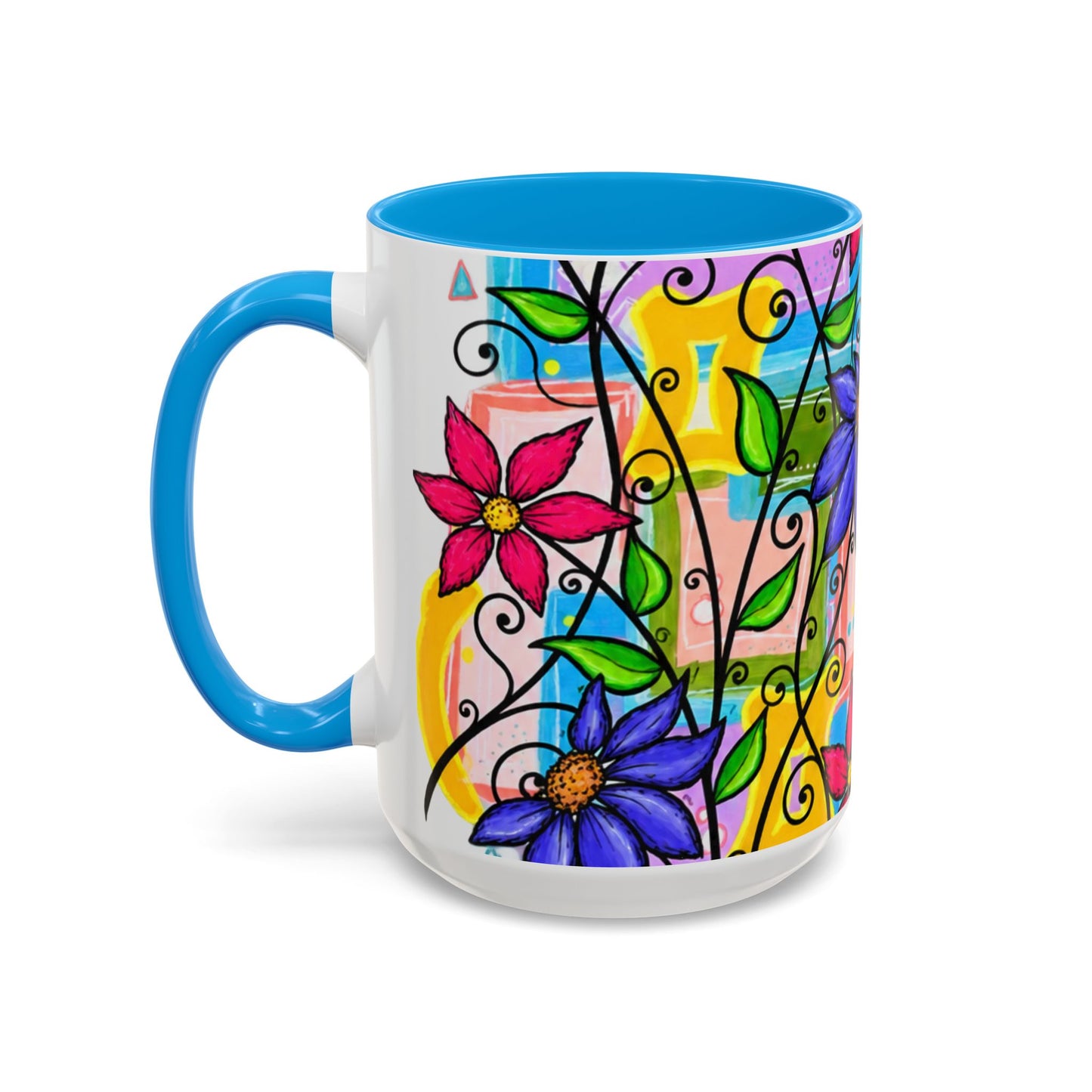 Colorful Floral Art Mug – Vibrant Hand-Painted Flowers (11oz, 15oz)