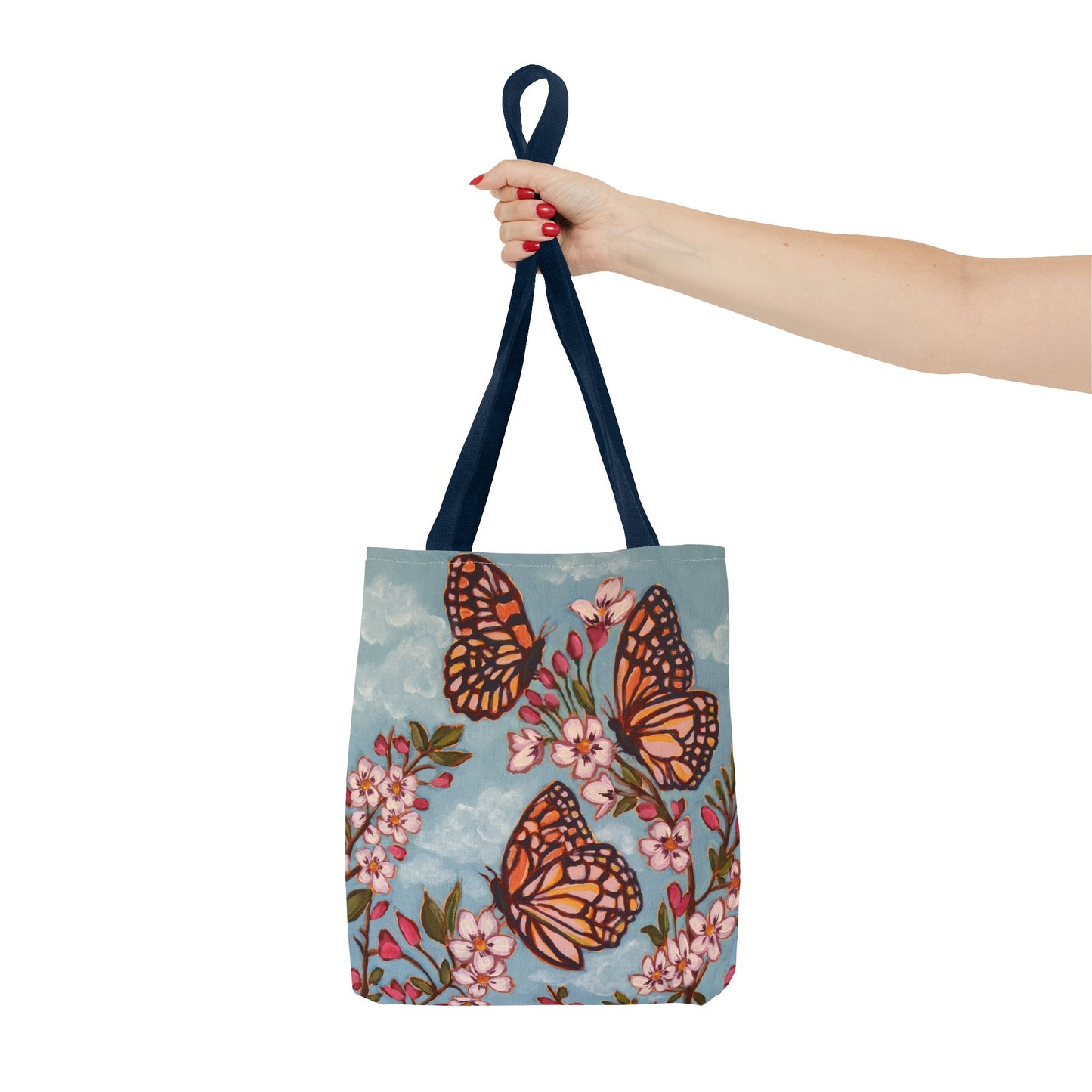 Monarch Blossom Tote Bag — Floral Butterfly All-Over Print