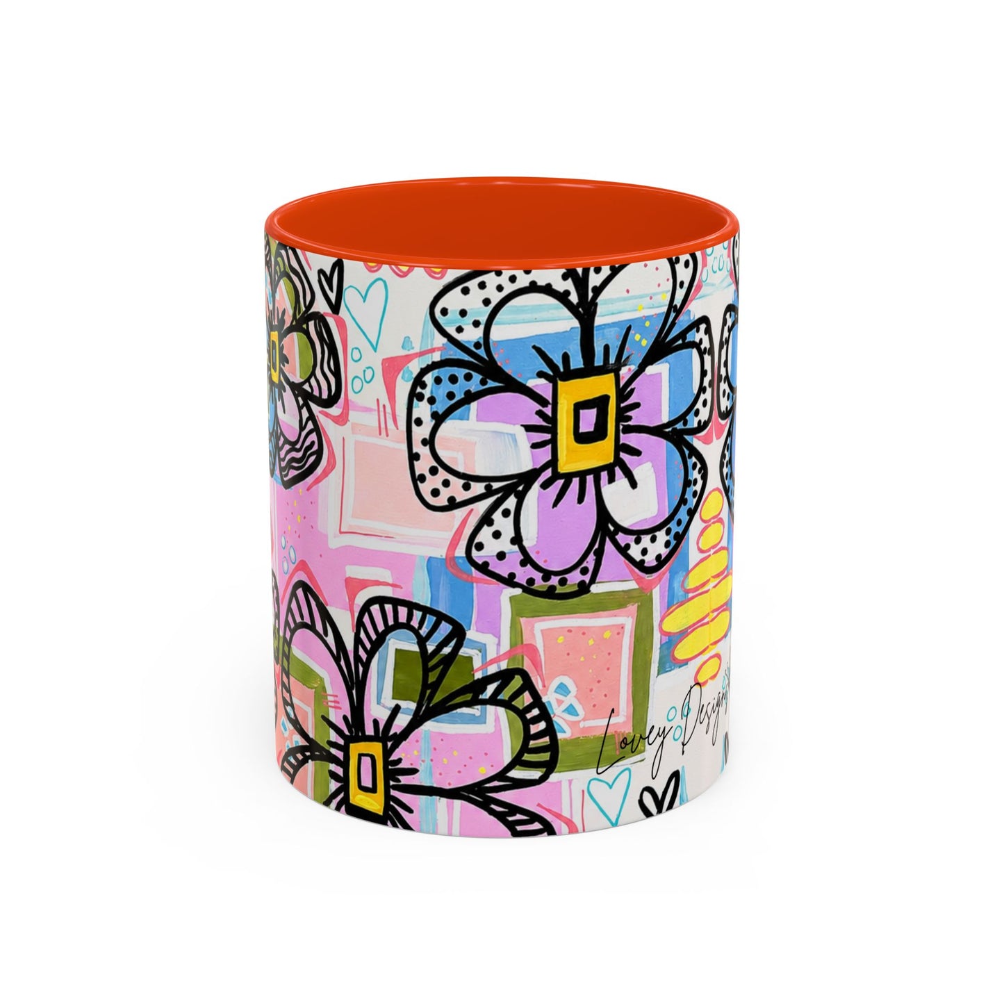 Colorful Floral Art Mug (11oz & 15oz) — Bright Hand-Drawn Flowers, Funky Pastel Coffee Cup