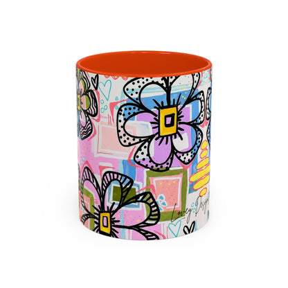 Colorful Floral Art Mug (11oz & 15oz) — Bright Hand-Drawn Flowers, Funky Pastel Coffee Cup