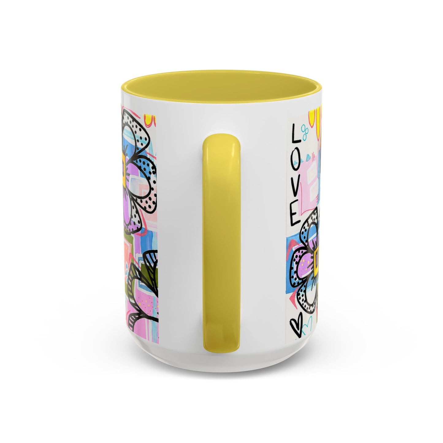 Colorful Floral Art Mug (11oz & 15oz) — Bright Hand-Drawn Flowers, Funky Pastel Coffee Cup