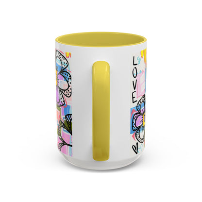 Colorful Floral Art Mug (11oz & 15oz) — Bright Hand-Drawn Flowers, Funky Pastel Coffee Cup